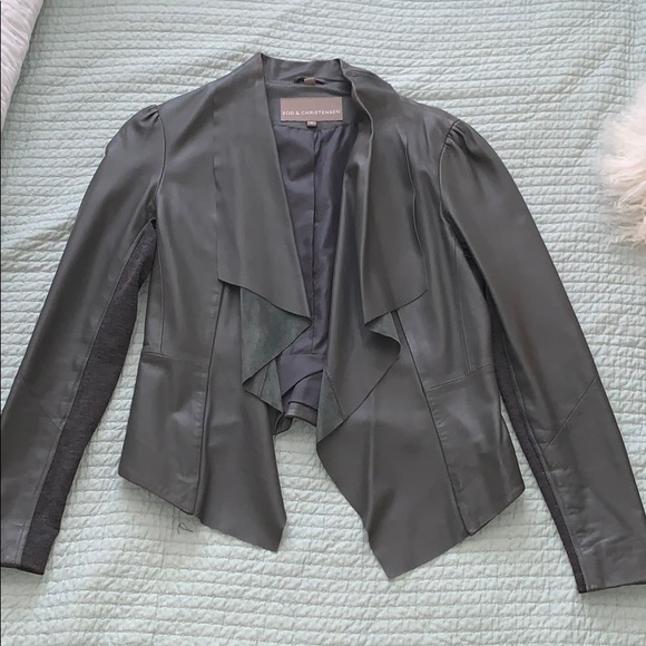 Bod and Christensen Grey Leather Jacket - Picture 5 of 8